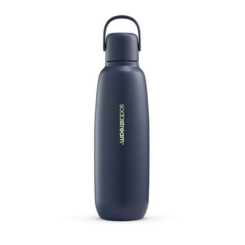 sodastream - Fizz & Go Cool Bottle | Stainless Steel Carbonating Water Bottle | Keeps Drinks Cold 12 Hrs | Cupholder Friendly | Compatible with Pink CO2 cylinder machines | Storm color | 30.4 oz