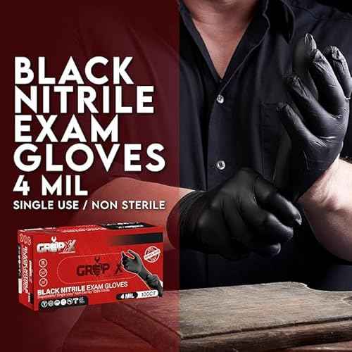 Black Nitrile Gloves Disposable Latex Free & Powder Free, 4 Mil Rubber Glove, Cleaning, Cooking, Mechanic(XS-XXL)