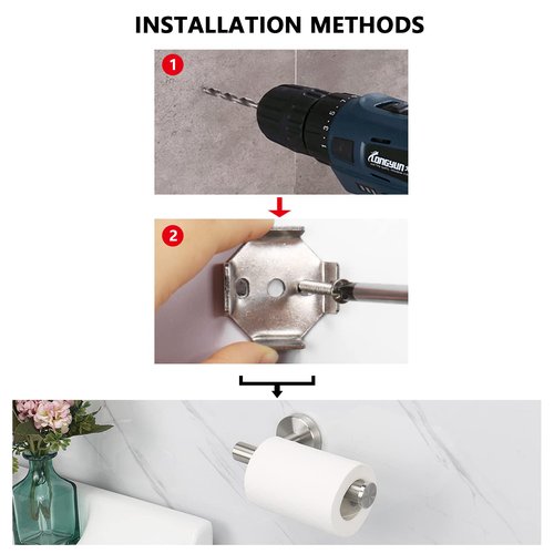 NearMoon Bathroom Toilet Paper Holder, Premium SUS304 Stainless Steel Rustproof Wall Mounted Toilet Roll Holder for Bathroom, Kitchen, Washroom (1 Pack, Brushed Nickel)