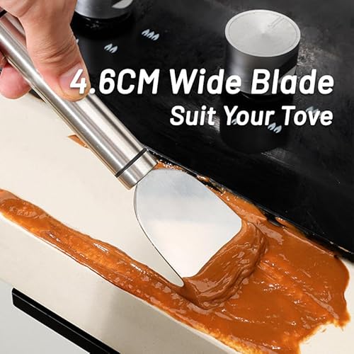 2 Pack Stove Scraper for Tough Case - Wide Using Stainless Steel Scraper for Stove BBQ Grill Kitchen - Scraper for Cleaning Stove Top, Cooktop, Oven, Glass Scraper