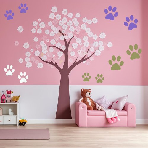 Paw Stencil, 8Pcs Large Dog Paw Stencil for Painting,Cute Bear Cat-Paw Print Stencils Template Reusable Plastic Animal-Paw Paint Stencils for Crafts Art Painting on Wood Paper Flag Wall Home Decor