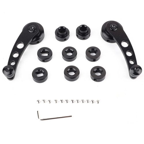 Klanata Window Crank, 2PCS Window Crank Handle Replacement Alloy Window Handle Riser Winder Crank Fit for Classic Car, Ergonomic Design for Easy Operation with Installation Tool (Black)