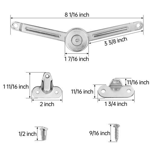 HBL' 2 Pack | Lid Support Hinges Heavy Duty Lid Stay Hinge – 110° Open Angle, Free Stop, Tension Adjustable, Supports Up to 50LBS for Upper Cabinets & RV Cabinets.