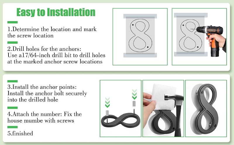 FumWens 5 Inch Black House Numbers, Large Modern Outdoor Address Sign - Variation Black 1