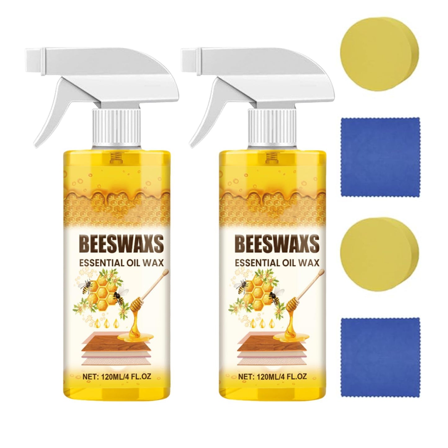 HengPuJiang Beeswax Wood Polish Spray, Natural Beeswax & Beewax Furniture Cleaner, Spray Wax for Wood - 2026 Multi-Purpose Care and Restorer for Floors, Cabinets, Furniture (2PCS)