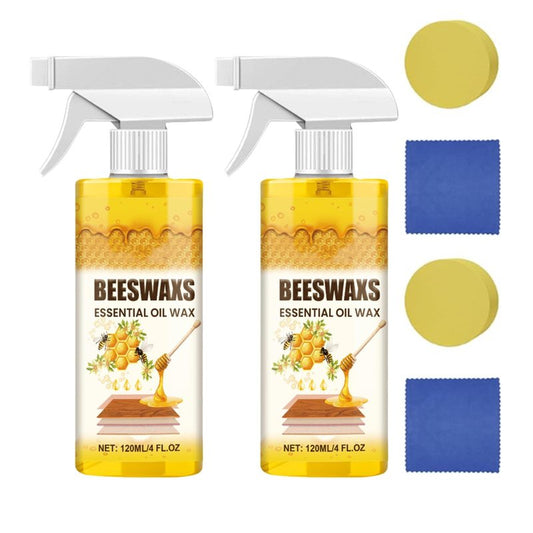 HengPuJiang Beeswax Wood Polish Spray, Natural Beeswax & Beewax Furniture Cleaner, Spray Wax for Wood - 2026 Multi-Purpose Care and Restorer for Floors, Cabinets, Furniture (2PCS)