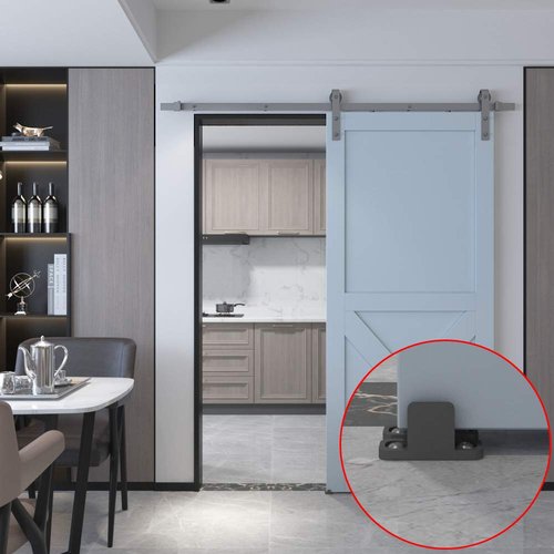JUBEST Black Aluminum Floor Guide Sliding Barn Door Hardware Bypass Door Guide Set of 2