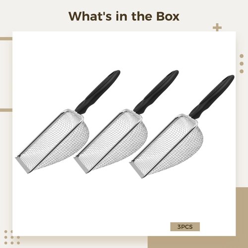 3 PCS Garden Soil Sieve with Handle, Sand Sifter Compost Sifters, 2 mm 3.8 mm 5 mm Stainless Steel Mesh Black Plastic Handle Gardening Tools
