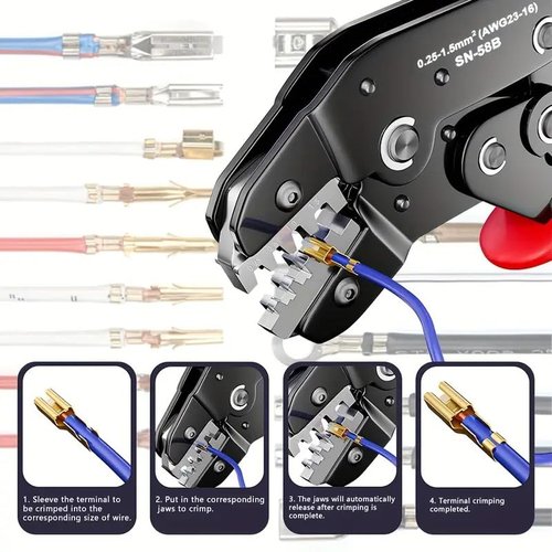 1 Pack Automatic Wire Crimper Tool for Small Electronics - Easy-Squeeze Spring Handle Plier to Fix Phone/Computer Wires, DIY Home Repair Kit.