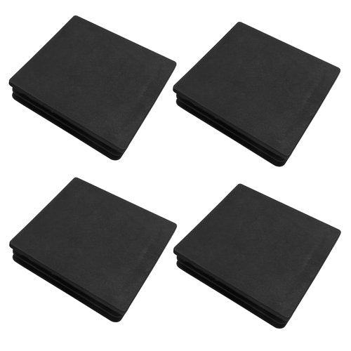 Bonsicoky 4 Pack 4" Square Plastic Plugs, Black Tubing End Caps Plugs Insert for Square Tube and Furniture Legs