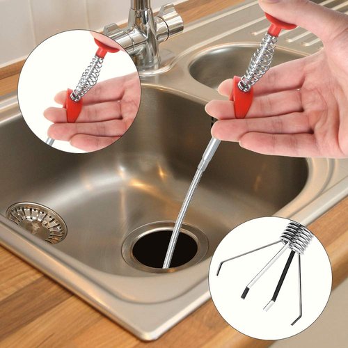 4PCS Drain Augers Hair Drain Clog Remover, Bendable Cleaner, for Kitchen Catcher, Sink, Sewer Cleaning Tool