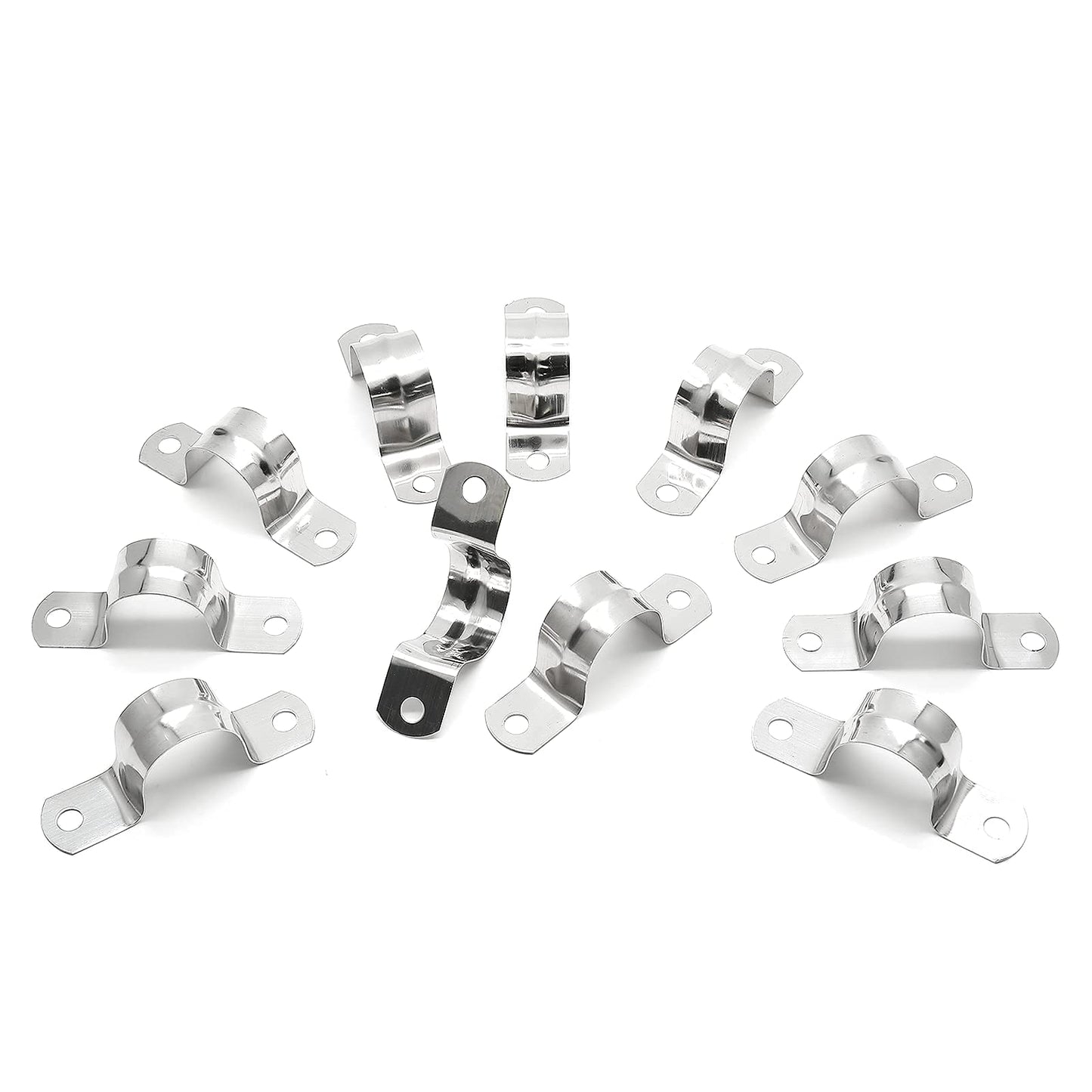 Jersvimc 20Pcs 1 Inch Stainless Steel Conduit Clamps, Two Hole U Bracket Rigid Pipe Metal U Clamp Conduit Strap Tension Clips U-tube Clamp Heavy Duty