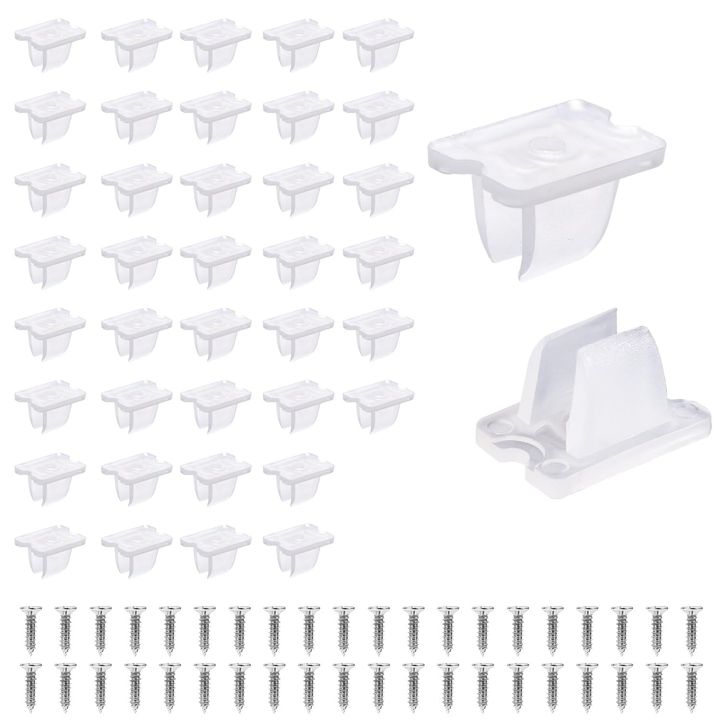 lasuroa 40pcs LED Light Strip Mounting Clips, Fixing Clamps with Screws Mounting Brackets for 5mm to 6mm Neon & LED Strips Rope Ideal for Home and DIY Lighting Projects