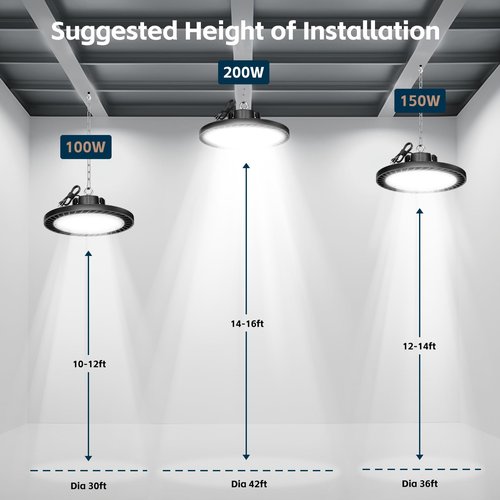 lvsdak UFO LED High Bay Lights 5000K 200W 30000LM 6 Pack with Plug High Bay Led Shop Lights Suitable for Warehouse Workshop Factory Gym Garage Barn LED Lamp AC100-277V