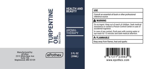 EPOTHEX Turpentine Oil - Rectified - Topical Application - Pharma Grade - 2oz