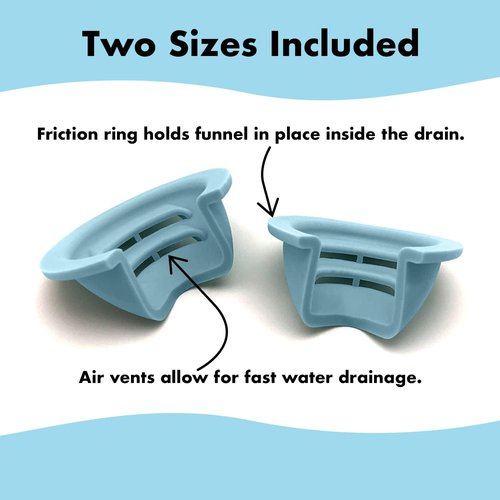 2 Sizes Bathtub Drain Funnel for Hair Clog Prevention, Drainage Outlet Hair Collector, 2 Size Pack 1.3" .7" Tub Drains, for Pop Up and Regular Drains of Shower, Bathtub, Bathroom, Sink