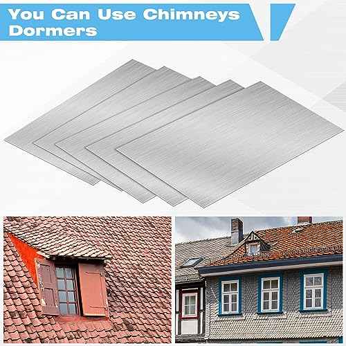 Therwen 120 Pcs 5 x 7 Inch Flashing Aluminum Flashing Sheet Metal Roof for Shed Weatherproofing Areas of Roof Around Chimneys or Skylights (Silver)