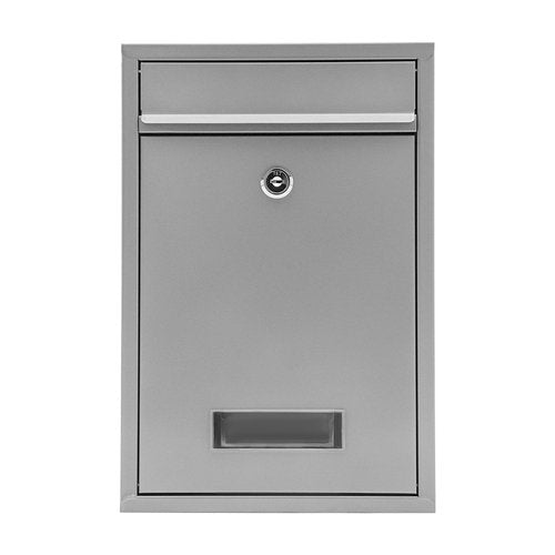 TYUNGZM Locking Mailbox with Key for Outdoor Large, Wall Mount Silver Mail Box with Lock Security Mail Drop for Letters, Newspapers, Cards, 8.46 * 3.35 * 12.6in