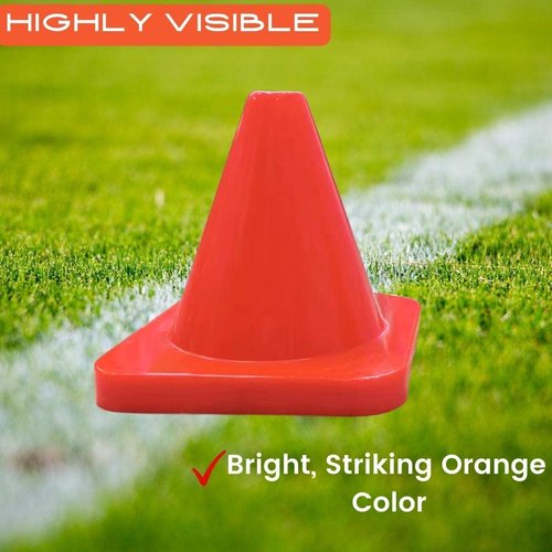 Versatyle Heavy Duty 6in Agility Training Cones for Soccer, Football, Basketball & Sports Drills, Flexible Motorcycle & Traffic Training Cones, Durable, Versatile, High Visibility (Set of 12, Orange)