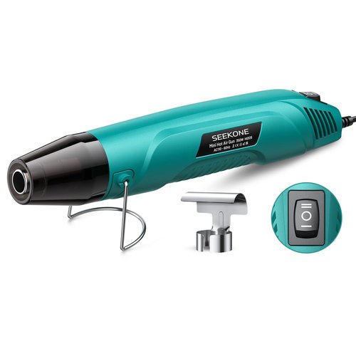 SEEKONE 350W Mini Heat Gun, Dual-Temp Model 500℉ & 842℉（260℃ & 450℃）Fast Heat Hot Air Gun with Overheat Protection and Reflector Nozzle for Heat Shrinking Tubes, Shaping, PVC Tubing（4.9FT）
