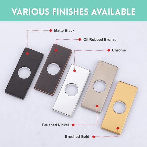 6 Inch Faucet Deck Plate, Matte Black Escutcheon Faucet Plate for Bathroom Sink 1 Hole or 3 Hole 4 Inch Centerset Basin Sink Hole Cover, Stainless Steel Faucet Hole Cover