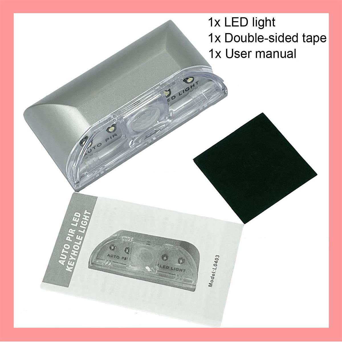 DEEIRAO Home Keyhole Infrared PIR Wireless Auto Sensor Motion Detector LED Light lamp for Kitchen Hallway Stairway Silver