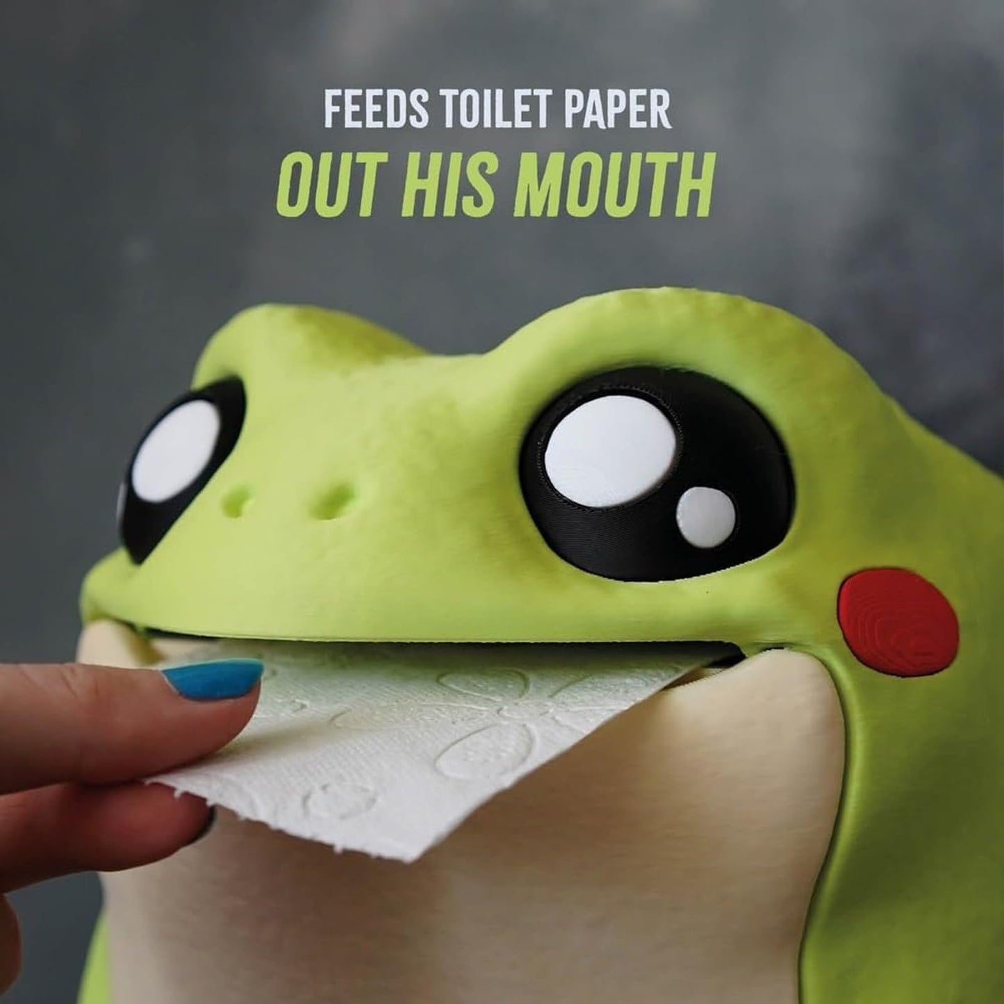 The Frog Toilet Paper Dispenser, 3D Printed Bathroom Toilet Paper Holder with Butt, Funny Interactive Frog Flip Belly Towel Roll Holder Stand for Bathroom and Kitchen (B1, One Size)