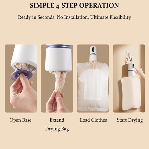 Lecsaf Portable Clothes Dryer with Timer, Portable Dryer with 360° Hot Air Technology & Dry Bag, Quiet Operation Mini Laundry Dryers, 30-240 Min Timer, for Travel, Apartment, RV, Dorm