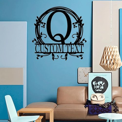 Personalized Metal Wall Art Sign, Custom Metal Name Signs with First Last Name Split Letter Name Sign - Home Decor