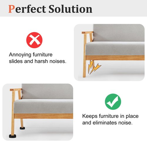 1.5x1.5 Round Rubber Furniture Caster Cups Anti-Sliding Furniture Pads Bed Stopper Floor Protector with Grip Non Slip Furniture Gripper Anti Skid Furniture Feet for Couch Stopper Protect Any Flooring