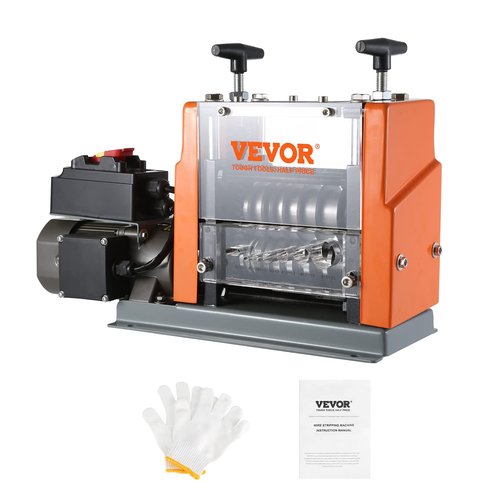 VEVOR Electric Wire Stripping Machine, 0.06''-0.98'' Automatic Wire Stripper, 60 W, Visible Stripping Depth Reference, 6 Round & 1 Flat Channels