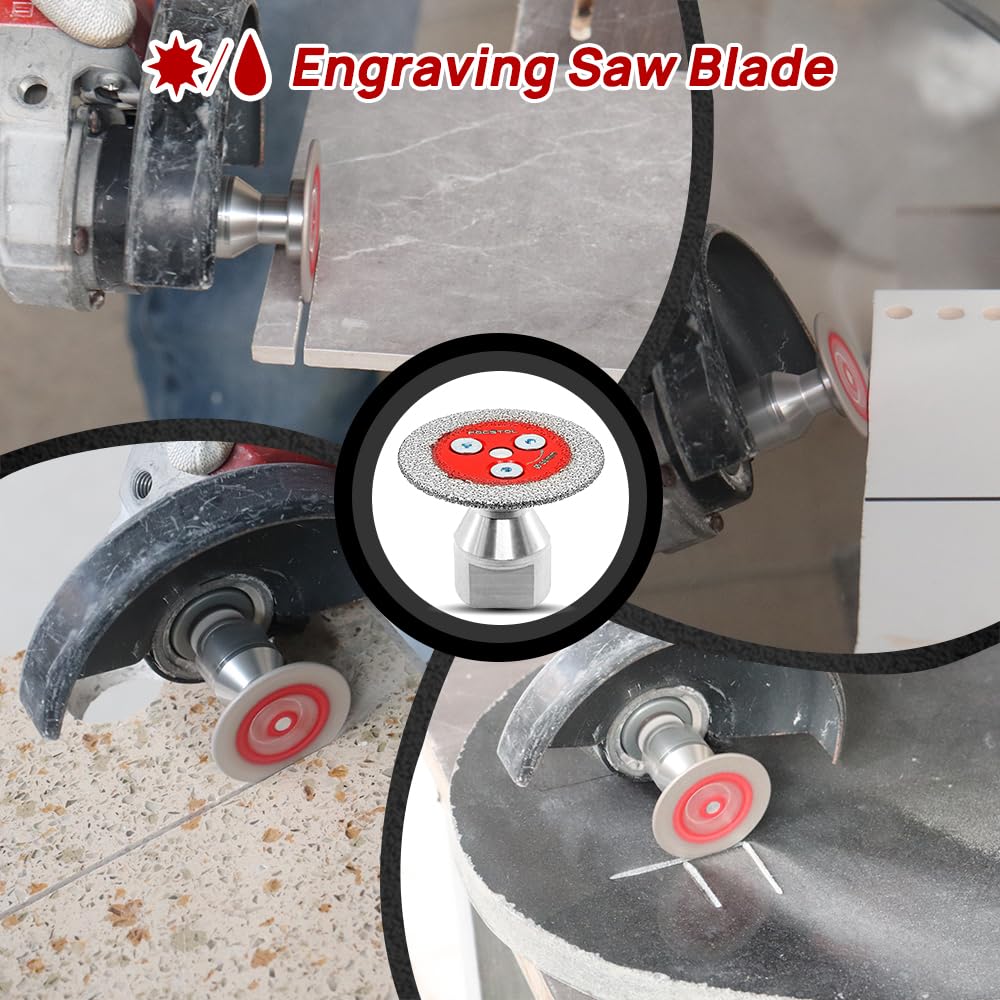 Mini Diamond Engraving Saw Blade - FOCSTOL 5pcs 2 Inch(50mm) Cutting Disc with 1pc 5/8''-11 Thread Flange for Marble Granite Artificial Stone Porcelain Tile Ceramic