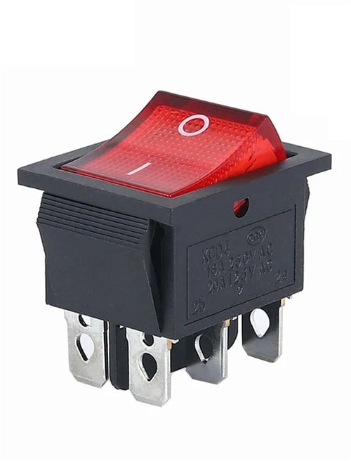 QPDRNC 1pcs KCD4 Latching/Momentary Rocker Switch Power Switch I/O l/O/ll 4 Pins/6 Pins with Light 16A 250VAC/25A 250V 20A 125VAC(2position 4PIN R)