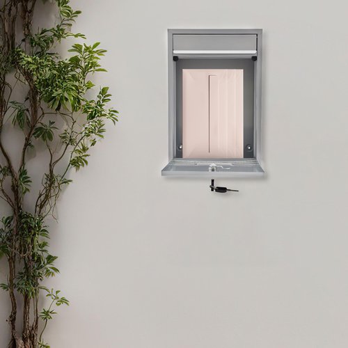 TYUNGZM Locking Mailbox with Key for Outdoor Large, Wall Mount Silver Mail Box with Lock Security Mail Drop for Letters, Newspapers, Cards, 8.46 * 3.35 * 12.6in