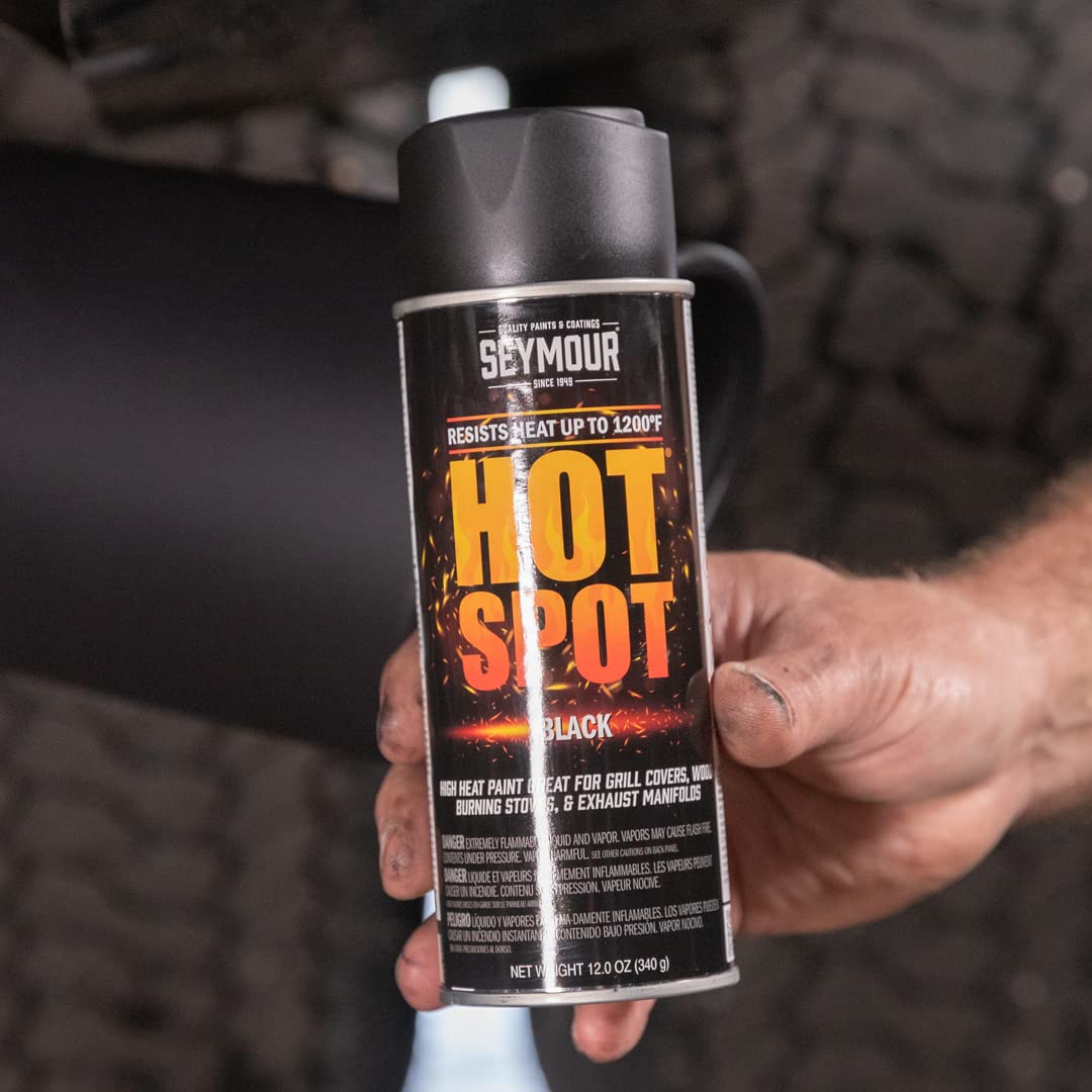 Seymour 16-1201 Hot Spot High Heat Spray Paint Aluminum 12 oz - 1200°F Heat Resistant Coating for Grills, Stoves, Engines, Exhaust, VOC Compliant