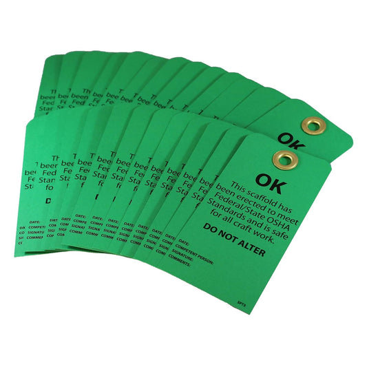 AccuformNMC NMC SPT3 OK - DO NOT ALTER Tag - [Pack of 25] 3 in. x 6 in. 2 Side Cardstock Inspection Tag with Grommet, Black Text on Green Base, American Made Safety Tags, Signs, and Labels