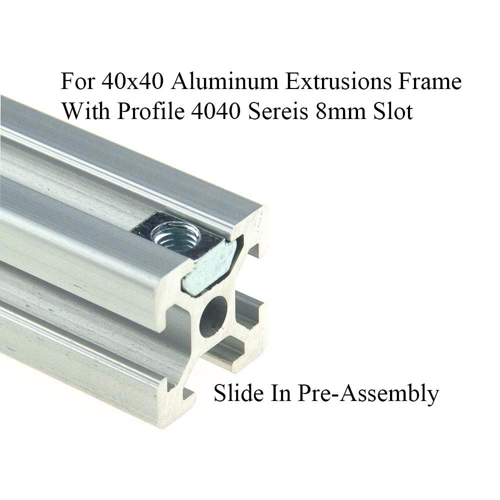 Odinest T Nuts Tee Sliding Slot Nuts 40 Series M8 Threaded Slide in Pre-Assembly for 40x40 Aluminum Extrusions Frame with Profile 4040 Sereis 8mm Slot for CNC Router Build Rail 3D Printer 12pcs