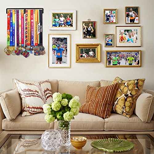 Goutoports Medal Hanger Display Rack - Personalized Award Ribbon Organizer for Sports Race Runner Gymnastics Plaques Hanger for Wall Mount Hold Up 60 Medal for Athlete - Never Give Up