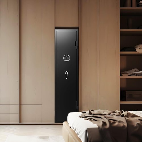 6-8 Gun Safe, Gun Safe for Rifles and Pistols, Gun Locker, Rifle safes for Home, Heavy Duty Metal Gun Cabinet for Rifles and Shotguns, Dual Alarm & Mute System, Quick Access, No Assembly Required