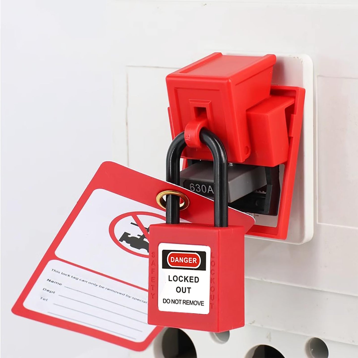 WUWEOT 6 Pack Circuit Breaker Lockout Device, 480/600 Volt Clamp-on Breaker Lock Out Device, Large Universal Single Pole Multi Pole Clamp Lockouts, OSHA Compliant