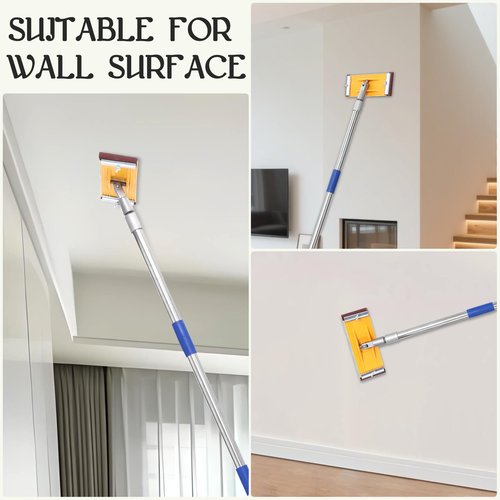 Pole Sander For Drywall,Sanding Pole,31-74-inch Manual Hand Drywall Sander with Extension Pole. Perfect for Painting, Complete with 5pcs Sanding Sheets (60, 100, 180, 240 ，320Grit)