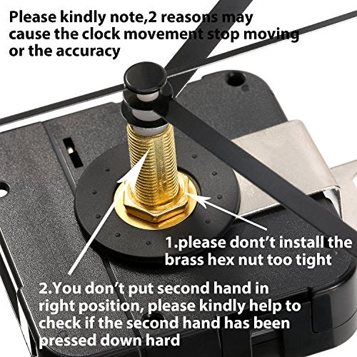 Hicarer Black 28mm Long Shaft Quartz Clock Movement Repair Kit
