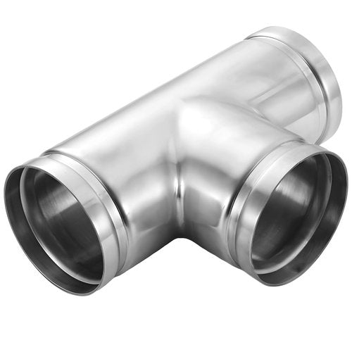 4-Inch Y Duct Splitter, Stainless Steel 3-Way Connector, Grooved Pipe Fitting for HVAC, Dryer Vent, Exhaust Fan