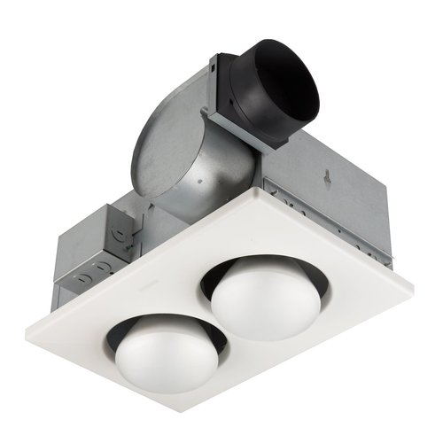 Broan-Nutone 164 Bulb Heater and Fan, Energy-Saving 2-Bulb Infrared Type IC Ceiling Heater, White, 250-Watt, 4.0 Sones, 70 CFM