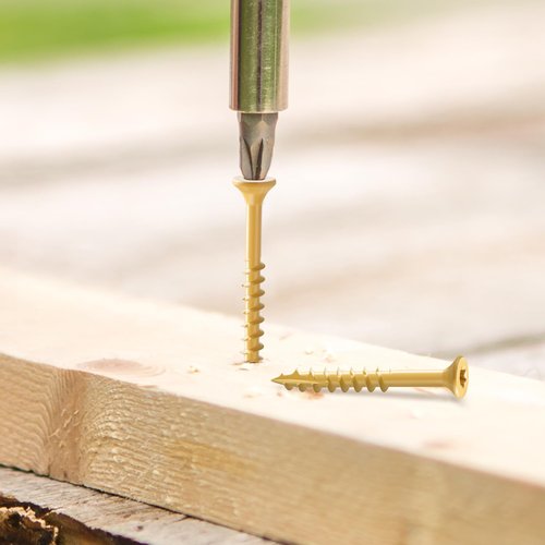 BNUOK Deck Screws 5 inch, Wood Screws #10 x 5, (36pcs) 1lb, Rust Resistant Epoxy Coated,Torx Drive Head Outdoor Decking Screws,with T25 Star Bit,Tan