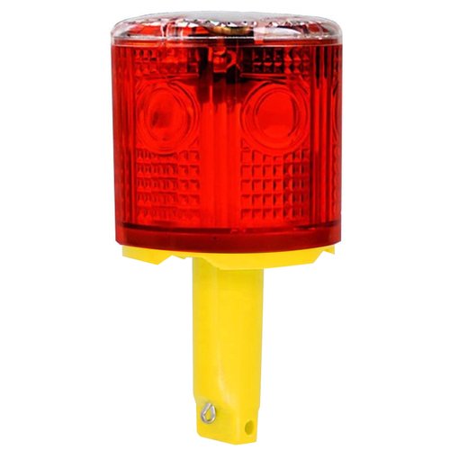 Solar Strobe Warning Light: IP54 Waterproof Flashing Safety High Bright LED Warning Lamp Traffic Light for Construction, Factory, Safety Road Sign, Dock Marine Beacon (Red-Column)