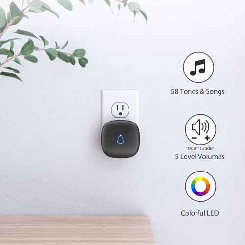 Door Chime, METAK Wireless Door Open Contact Sensor Alarm with 500 FT Range, 58 Chimes and 5 Volume Levels for Business/Store/Home/Office When Entering, 1 Transmitter + 1 Plug-in Receiver