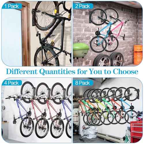 DkOvn 4 Pack Bike Rack Garage Wall Mount, Wall Mount Bike Rack with Screws, Heavy Duty Steel Vertical Bike Hook Holds Up to 66lb for Indoor Storage