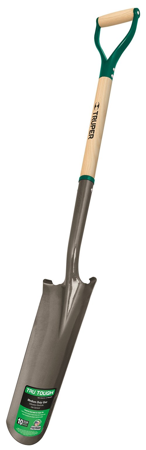 Truper 31284 Tru Tough 16-Inch Drain Spade, Steel D-Handle, 30-Inch