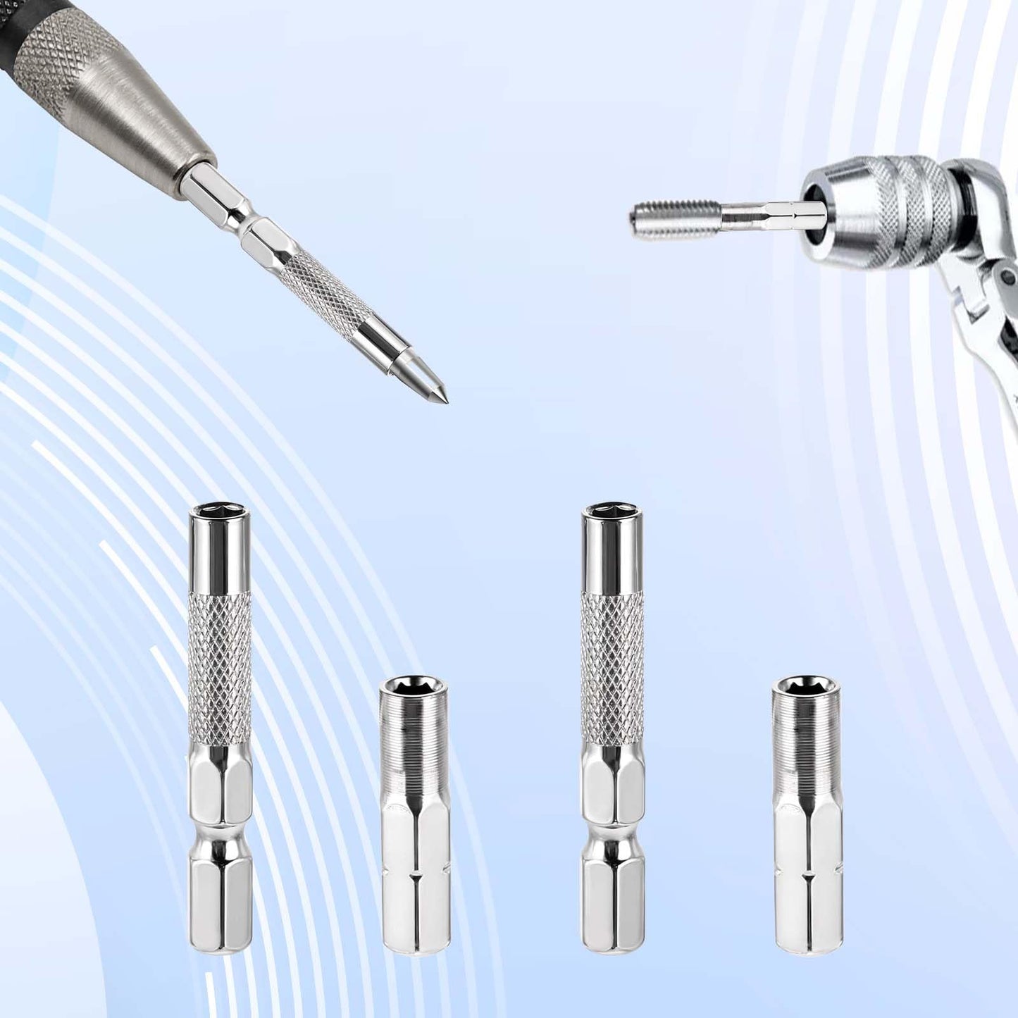 8Pcs 1/4 to 4mm Bit Adapter, Hex Screw Driver Bits Adapter Magnetic 1/4 to 4mm Drill Extension Bit Holder for Precision Bits Set
